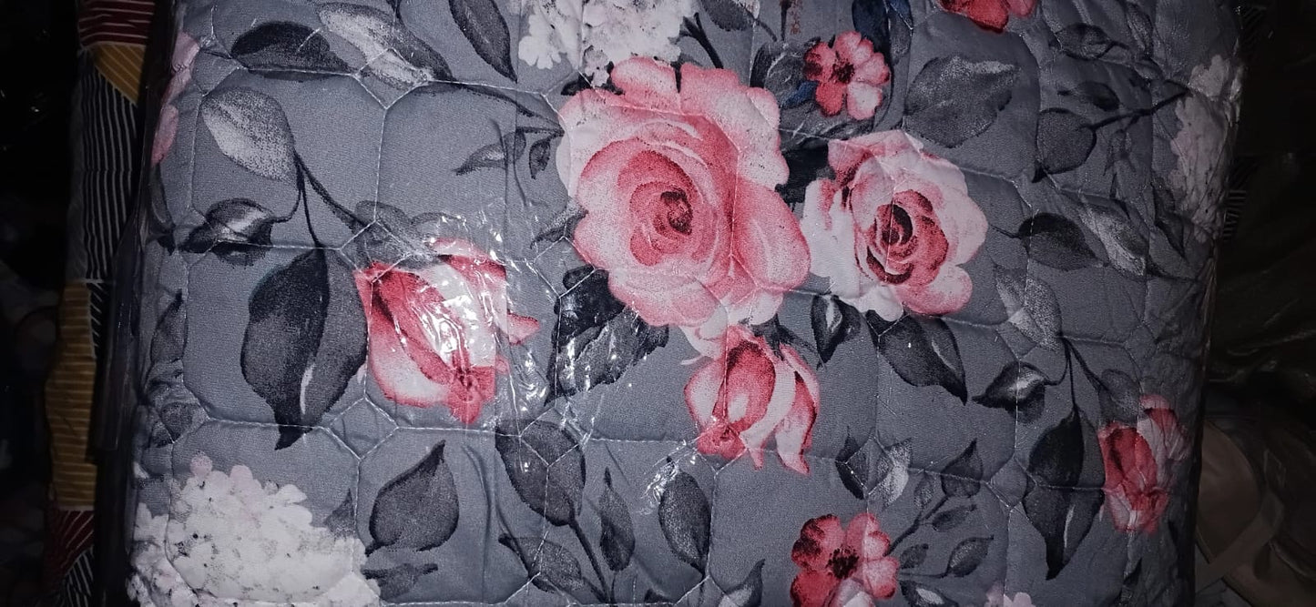 Quilted Comforters Plain & Florals 3pc
