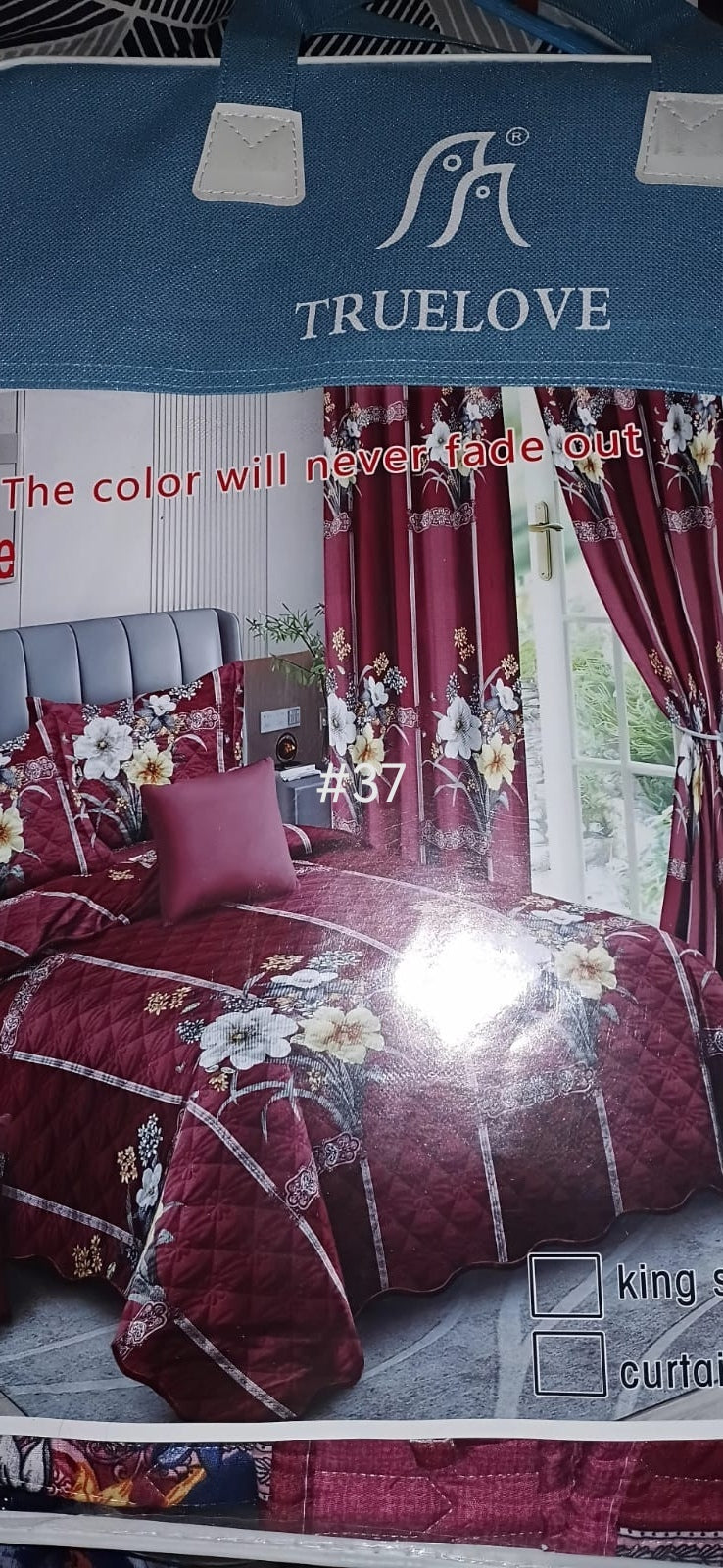 5pc Quilted Bed Spread Unfrilled