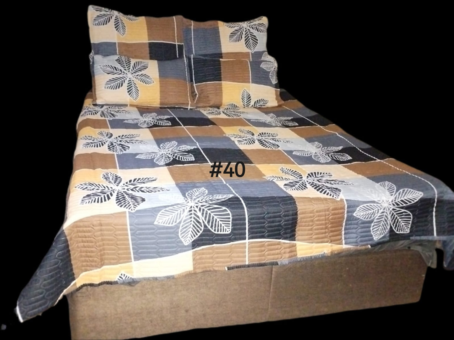 5pc Quilted Bed Spread Unfrilled