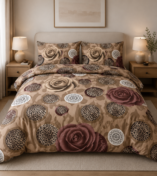 Duvet Cover Set 3 Piece Florals Emerald Linen