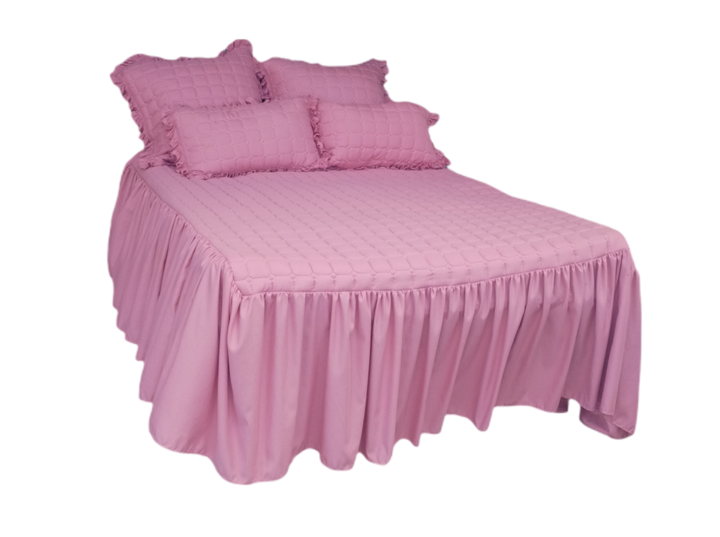 5pc Quilted Bed Spread Frilled
