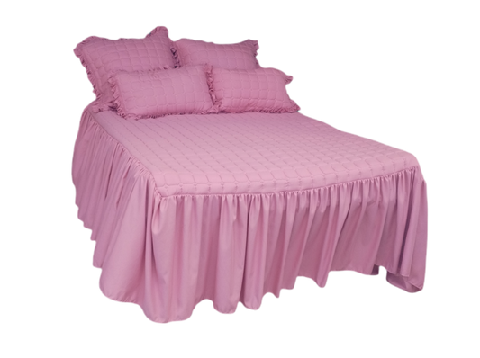 5pc Quilted Bed Spread Frilled