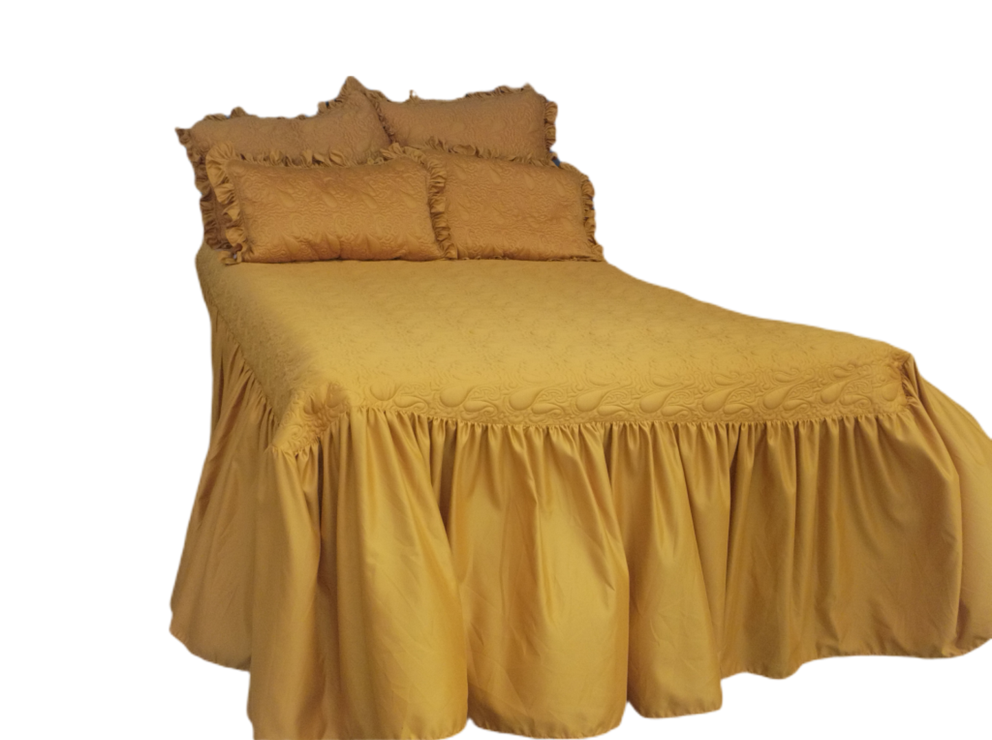 5pc Quilted Bed Spread Frilled