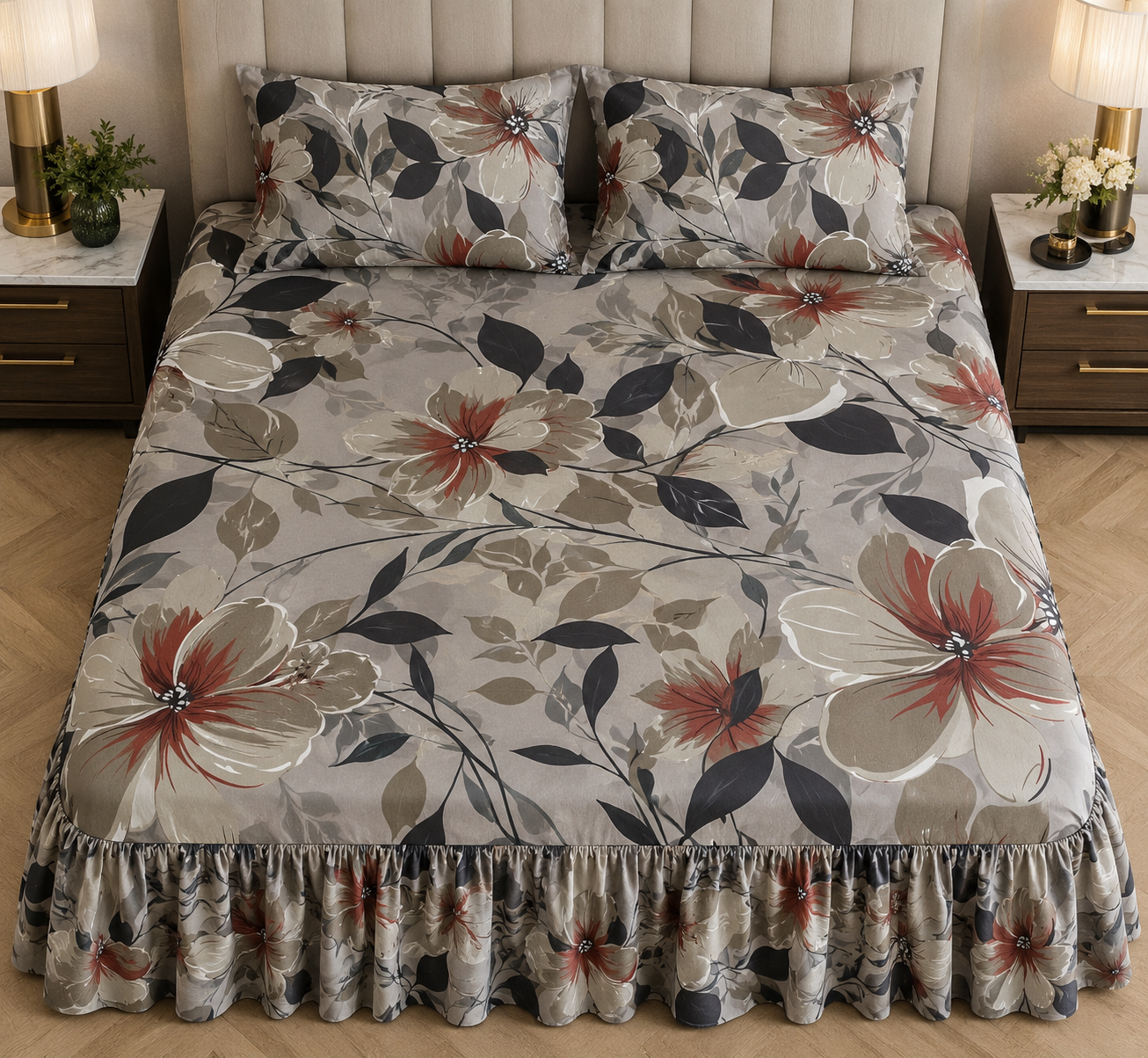 Combo Bed Sheet 2in1 Floral Emerald Linen