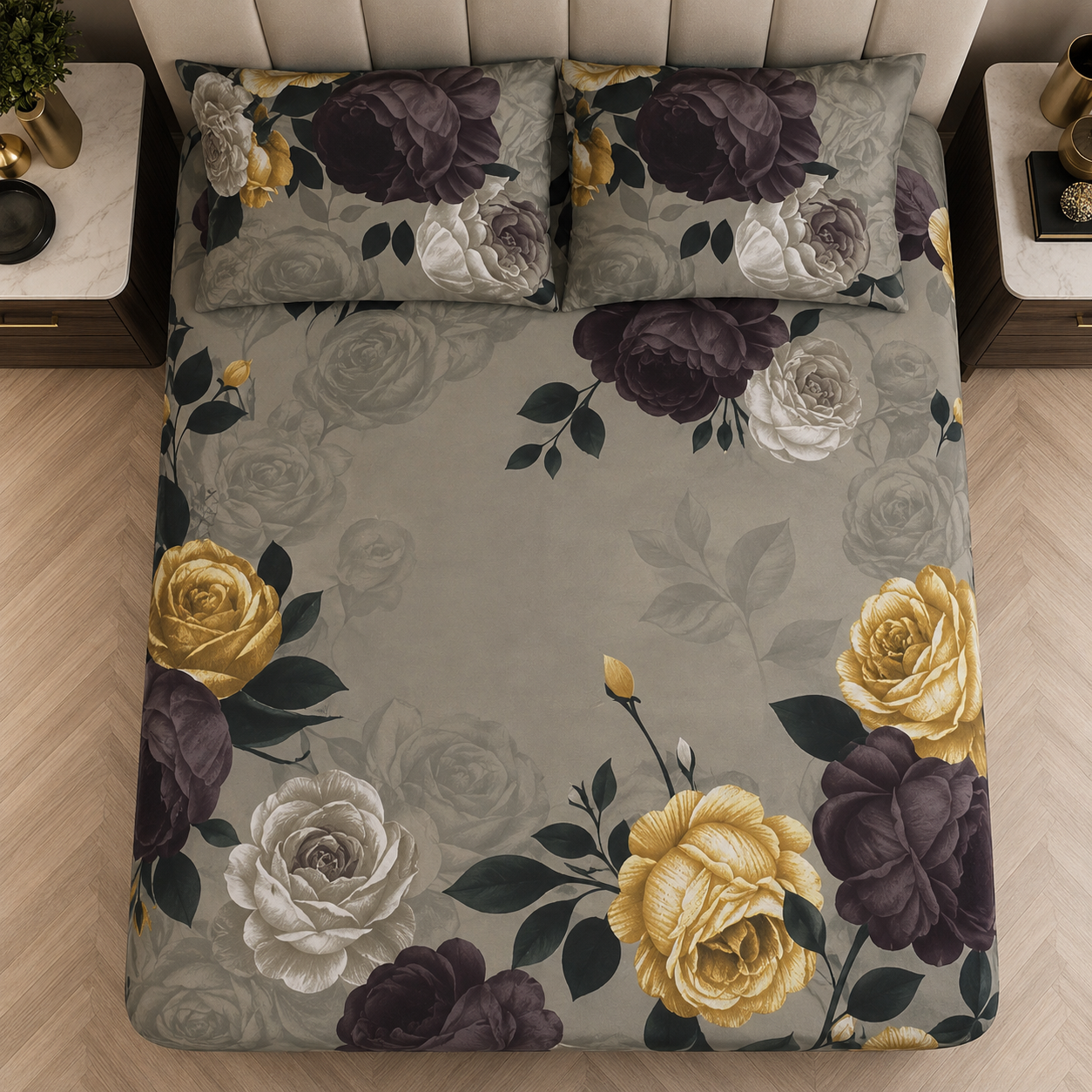 Combo Bed Sheet 2in1 Floral Emerald Linen