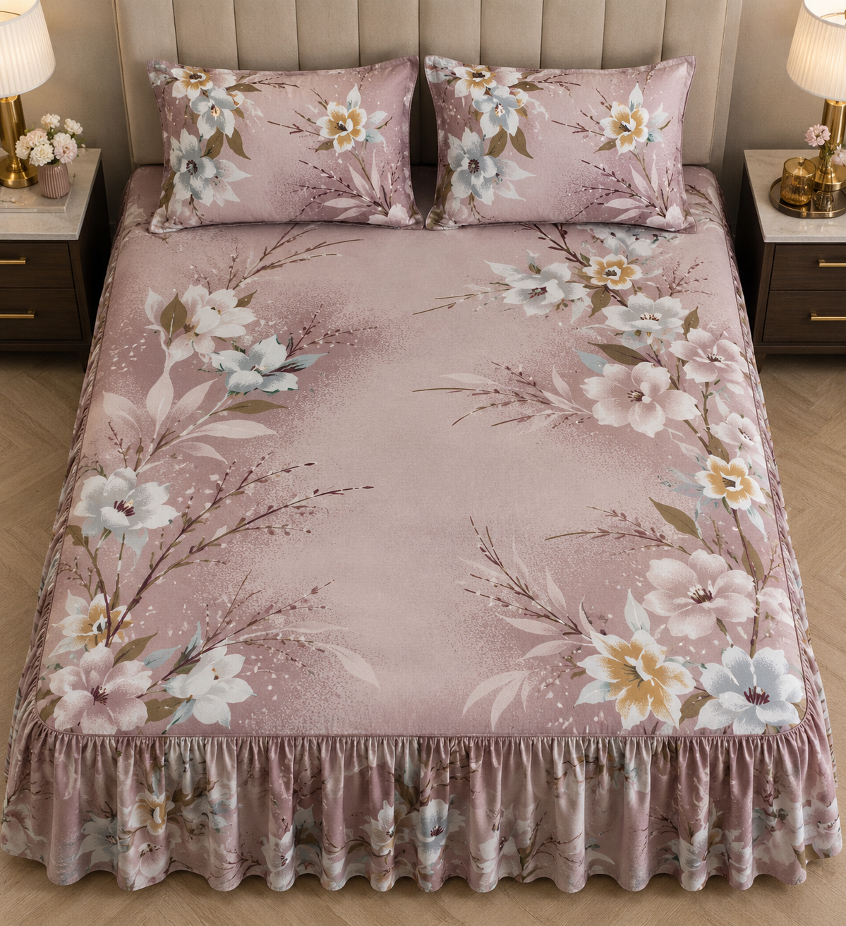 Combo Bed Sheet 2in1 Floral Emerald Linen